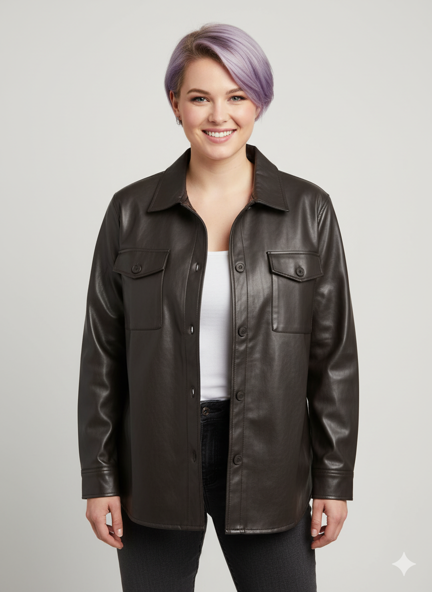 PU Black Fake Leather Jackets