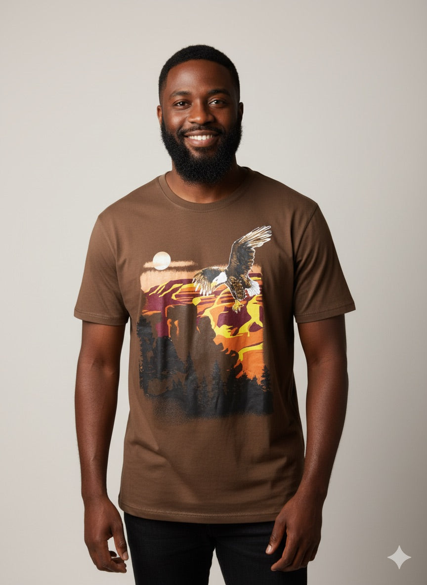 Mens Brown Eagle T Shirt