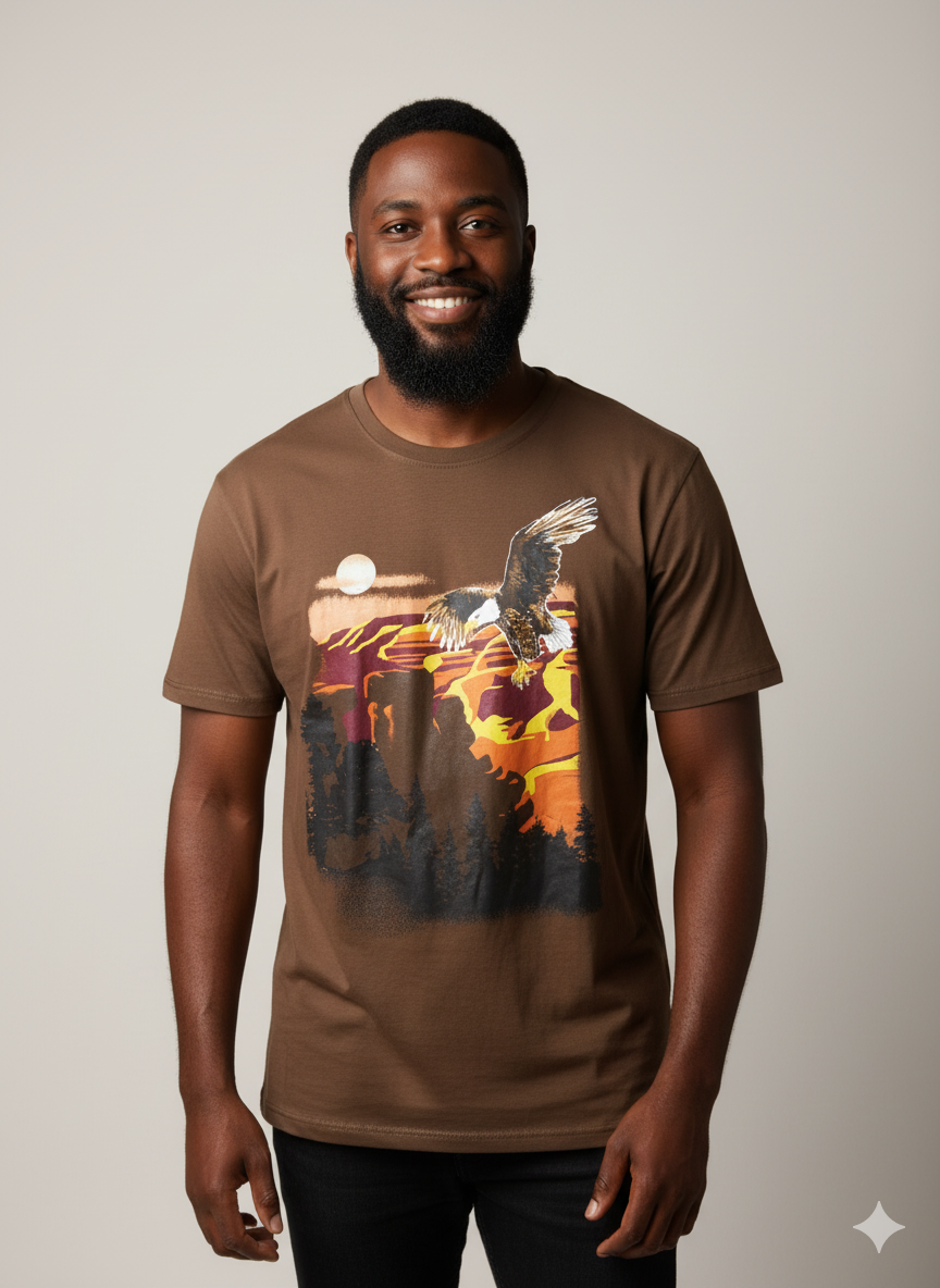 Mens Brown Eagle T Shirt