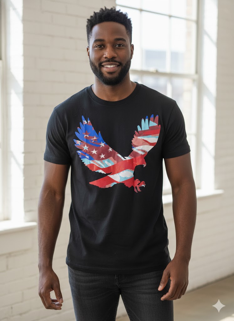 Mens Black USA Eagle T Shirts
